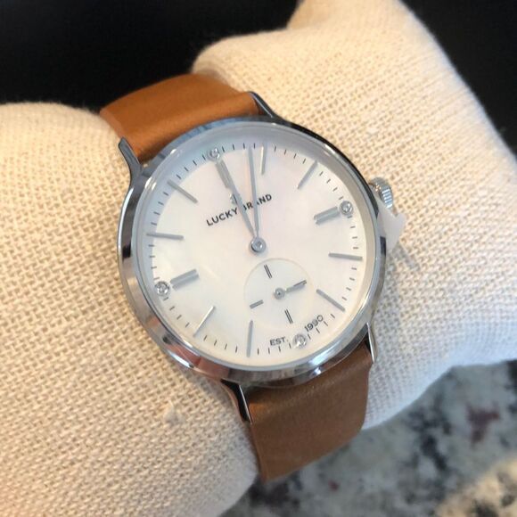Lucky Brand Ventana Leather Mother of Pearl watch New with tags  LW00156 - Picture 1 of 8